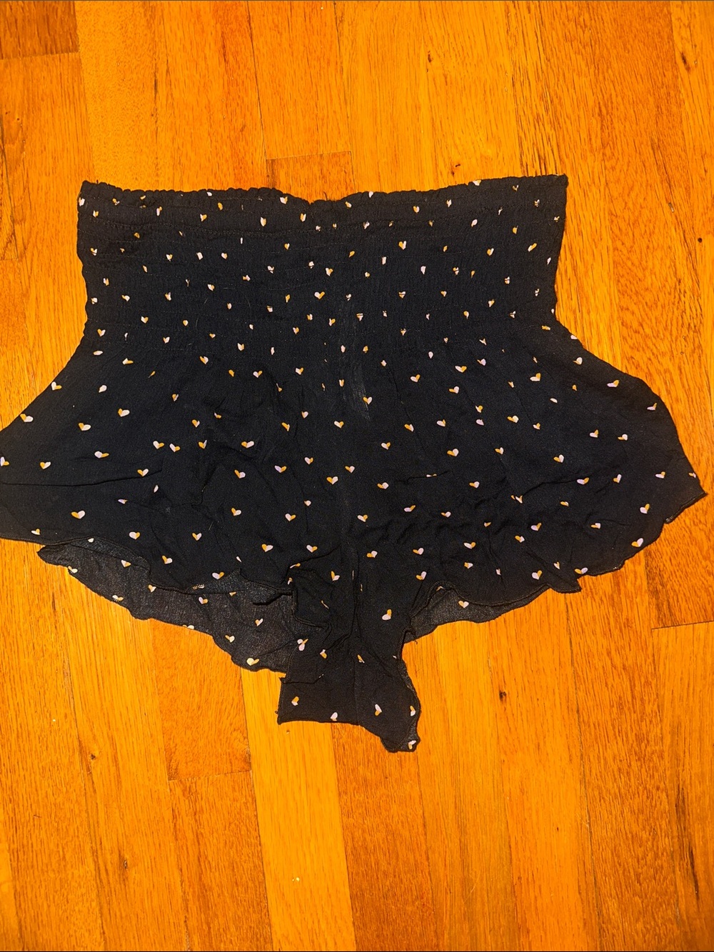 Free People Navy Blue Heart Print Smocked Waist Shorts